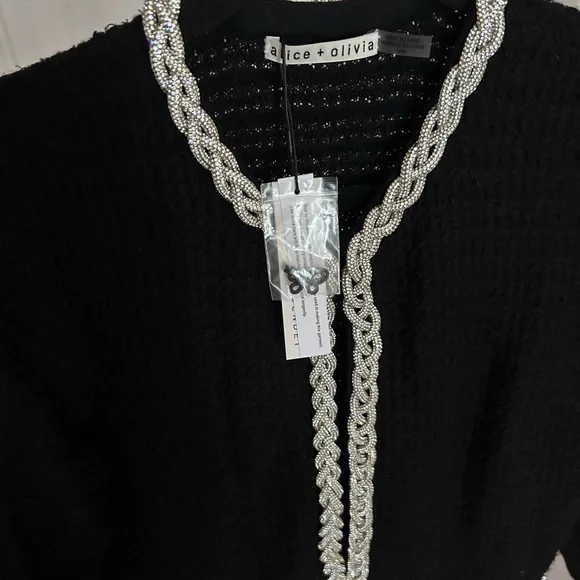 NWT Alice + Olivia Akira Embellished Trim Cardigan M